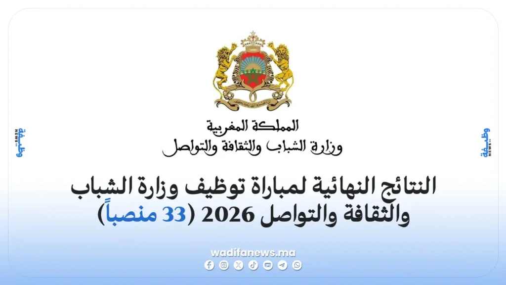 النتائج النهائية لمباراة توظيف وزارة الشباب والثقافة والتواصل 2026 (33 منصباً)